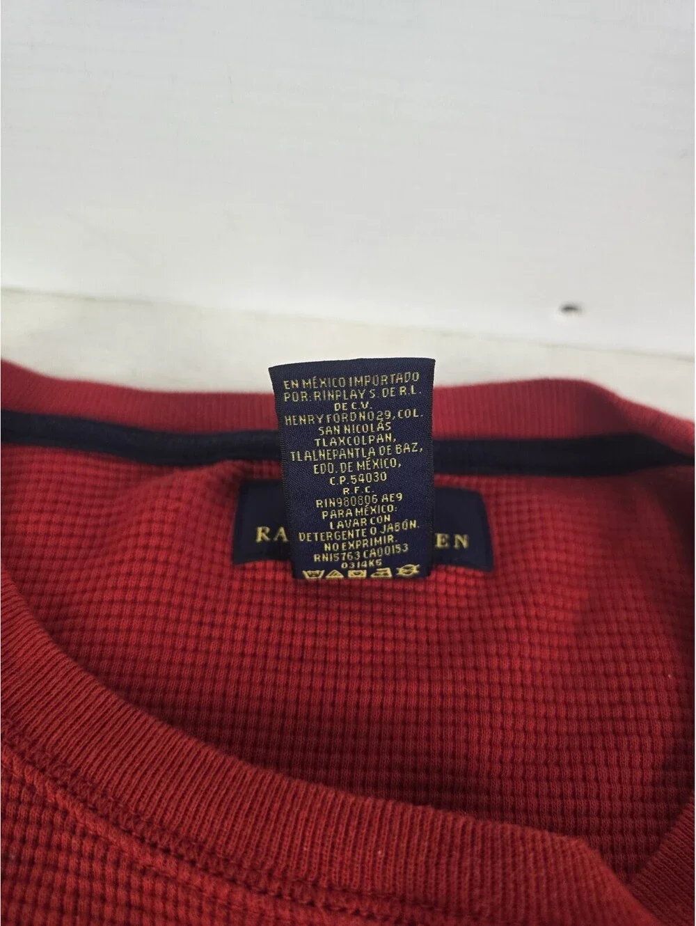 Polo Ralph Lauren Sleepwear Men’s Red Waffle Thermal Navy Polo Size XL EUC